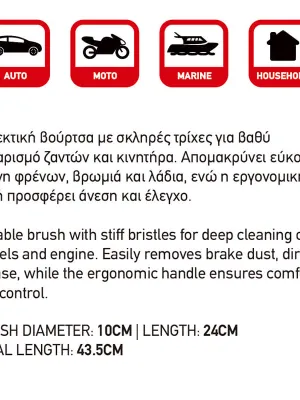 FERAL Szczotka Do Felg I Silnika Czarna Czerwona